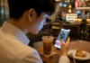 Analisis Akhir Zaman: Bicara Soal Tuhan, tapi Otak Diatur Mesin – Saat Perhatian Jadi Uang Seorang anak muda duduk sendirian di kafe modern sambil menggulir layar ponsel yang menampilkan video krisis kemanusiaan di Gaza, dengan es kopi dan pastry di atas meja.