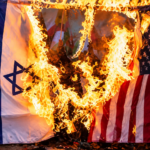 Burning Flags at a Tense Protest